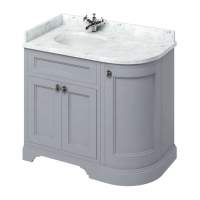 Burlington 134cm Grey Curved Vanity Unit - Drawers - Doors - Minerva Worktop