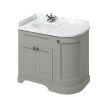 Burlington 134cm Olive Curved Vanity Unit With Drawers, Doors and Minerva Worktop