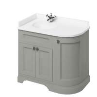 Burlington Olive 3 Door Curved Vanity Unit With Minerva Worktop - 100cm Left Hand