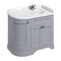 Burlington Curved Sand Vanity Unit With Doors and Minerva Worktop - 100cm Right Hand