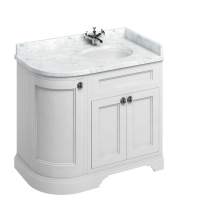 Burlington 134cm Matt White Curved Vanity Unit With Minerva Worktop