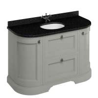 Burlington 134cm Olive Curved Vanity Unit With Drawers, Doors and Minerva Worktop