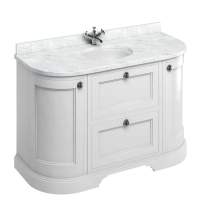 Burlington 134cm Matt White 4 Door Curved Vanity Unit With Minerva Worktop