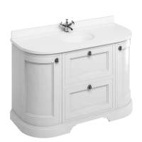 Burlington 134cm Matt White Curved Vanity Unit With Minerva Worktop