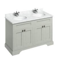 Burlington Olive 3 Door Curved Vanity Unit With Minerva Worktop - 100cm Right Hand