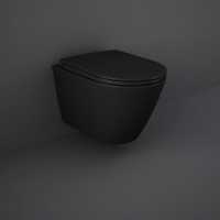 Feeling Matt Black Wall Hung Rimless WC inc Soft Close Seat - RAK Ceramics