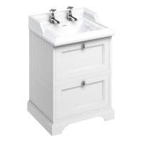 Royo Vitale 600mm 2 Drawer Wall Unit & Square Ceramic Basin in Gloss White