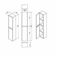 Latt 350mm Wall Hung 1 Door Tall Unit - Matt Cotton