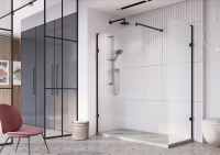 Roman Liberty 1157mm Fluted Privacy Glass Wetroom Panel - Chrome Frame