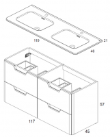 Royo Life 1200mm 4 Drawer Wall Unit & Ceramic Basin in Samara Ash