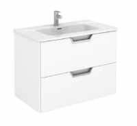 Royo Life 800mm 2 Drawer Wall Unit & Ceramic Basin in Gloss White