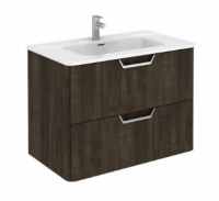 Royo Life 800mm 2 Drawer Wall Unit & Ceramic Basin in Samara Ash