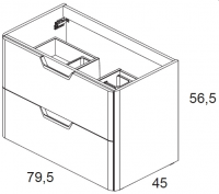 Royo Life 800mm 2 Drawer Wall Unit & Ceramic Basin in Gloss White