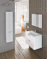 Royo Life 1000mm 2 Drawer Wall Unit & Ceramic Basin in Gloss White