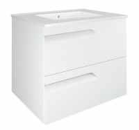 Royo Vitale 600mm 2 Drawer Wall Unit & Square Ceramic Basin in Gloss White