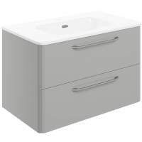 Gressingham 810mm 2 Drawer Wall Unit & Basin - Grey Gloss