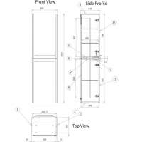 Gressingham 610mm 2 Drawer Wall Unit & Basin - White Gloss