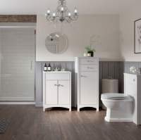 Vouille 350mm Floor Standing 2 Door Tall Unit - White Gloss