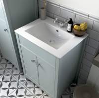 Vouille 610mm Floor Standing 2 Door Basin Unit & Basin - Grey Gloss