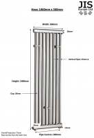 1960 x 535mm Sussex Arun Feature Stainless Steel Towel Rail - JIS Europe