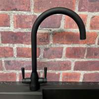 Richmond Twin Lever Kitchen Mixer Tap - Matt Black