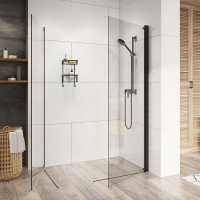 700mm Matt Black Walk In Shower Screen - Nuie 