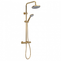 Nuie Round Thermostatic Bar Shower Kit - Brushed Brass