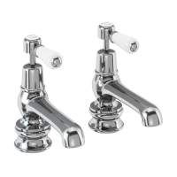 Bayswater Lever Dome Basin Pillar Taps - Black/Chrome