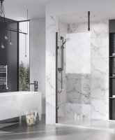 Roman Liberty Matt Black Grid Wetroom Panel - 757mm