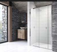 1700mm Matt Black Recess Sliding Shower Door - Rolla 8 By Aquadart