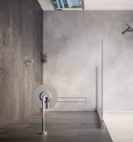 760mm Brushed Brass Walk In Shower Screen - Nuie