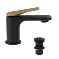 Laguna Matt Black and Gold Mono Basin Mixer Tap - Jaquar