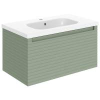 Latt 815mm Wall Hung 1 Drawer Basin Unit & Basin - Matt Willow Green