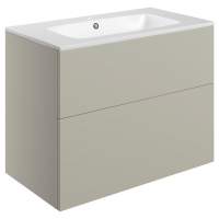 Shetland 815mm Wall Hung 2 Drawer Basin Unit & Basin - Matt Latte