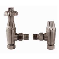 DQ Morgan TRV Angled in Brushed Nickel Radiator Valves