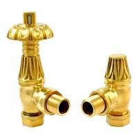 DQ Morgan TRV Angled in Polished Brass Radiator Valves