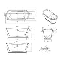 Boat Nickel Classic Roll Top Bath - 1500 x 700 - BC Designs