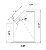 Roman Neo Angle Shower Tray 900 x 1200mm Right Hand