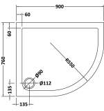 TrayMate Offset Quadrant TM25 Linear Shower Tray - 1200 x 800mm - Left Hand