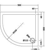 Nuie 900 x 760 Offset Quadrant Shower Tray LH - FREE Waste