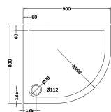 Nuie 900 x 760 Offset Quadrant Shower Tray RH - FREE Waste