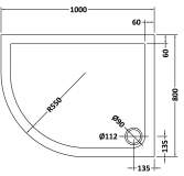 Nuie 900 x 800 Offset Quadrant Shower Tray LH - FREE Waste