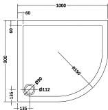 Nuie 1000 x 800 Offset Quadrant Shower Tray RH - FREE Waste