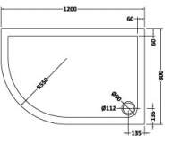 Nuie 1000 x 900 Offset Quadrant Shower Tray LH - FREE Waste