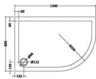 Nuie 1000 x 900 Offset Quadrant Shower Tray RH - FREE Waste