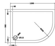 TrayMate Offset Quadrant TM25 Linear Shower Tray - 1200 x 800mm - Right Hand