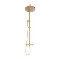 Core Brushed Brass Twin Head Rigid Riser Shower Kit - Signature Showers