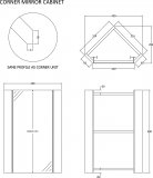 1200mm - Oak - Three Door Mirrored Bathroom Cabinet - Vitra