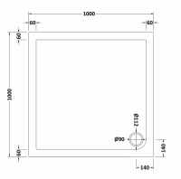 Nuie 800 x 800 Square Shower Tray Slate Grey - FREE Waste