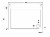 Nuie 1400 x 900 Rectangle Shower Tray - FREE Waste